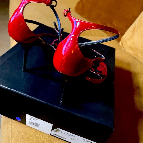 Saint Laurent red size 8.5 4 inch heel height. - Picture 9 of 13
